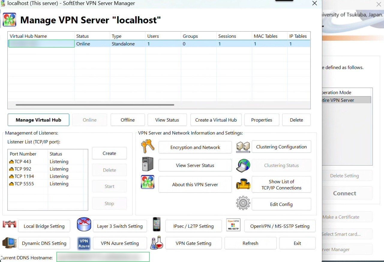 SoftEther VPN Server Manager screenshot